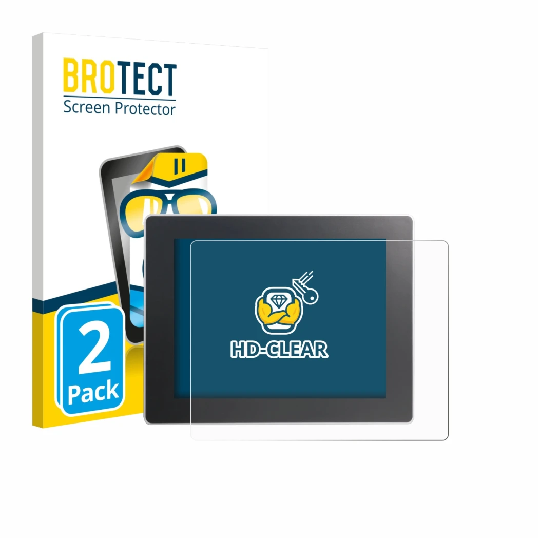 Face avant d’un emballage produit avec le logo de la marque BROTECT. À côté, l’appareil Weintek cMT3092X est représenté avec l