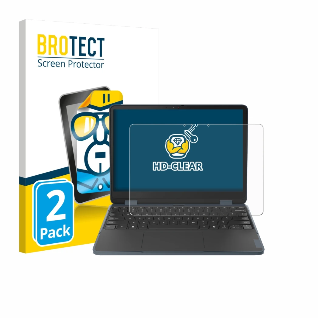 Face avant d’un emballage produit avec le logo de la marque BROTECT. À côté, l’appareil Lenovo 500w 2-in-1 Gen 5 est représent