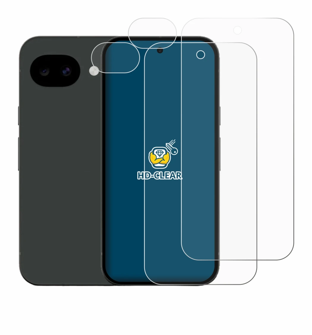 Image de l'appareil Google Pixel 10a (Avant+Caméra) avec une grande variété de protections d'écran.