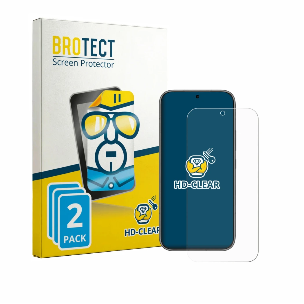 Face avant d’un emballage produit avec le logo de la marque BROTECT. À côté, l’appareil Honor 600 Pro est représenté avec la p