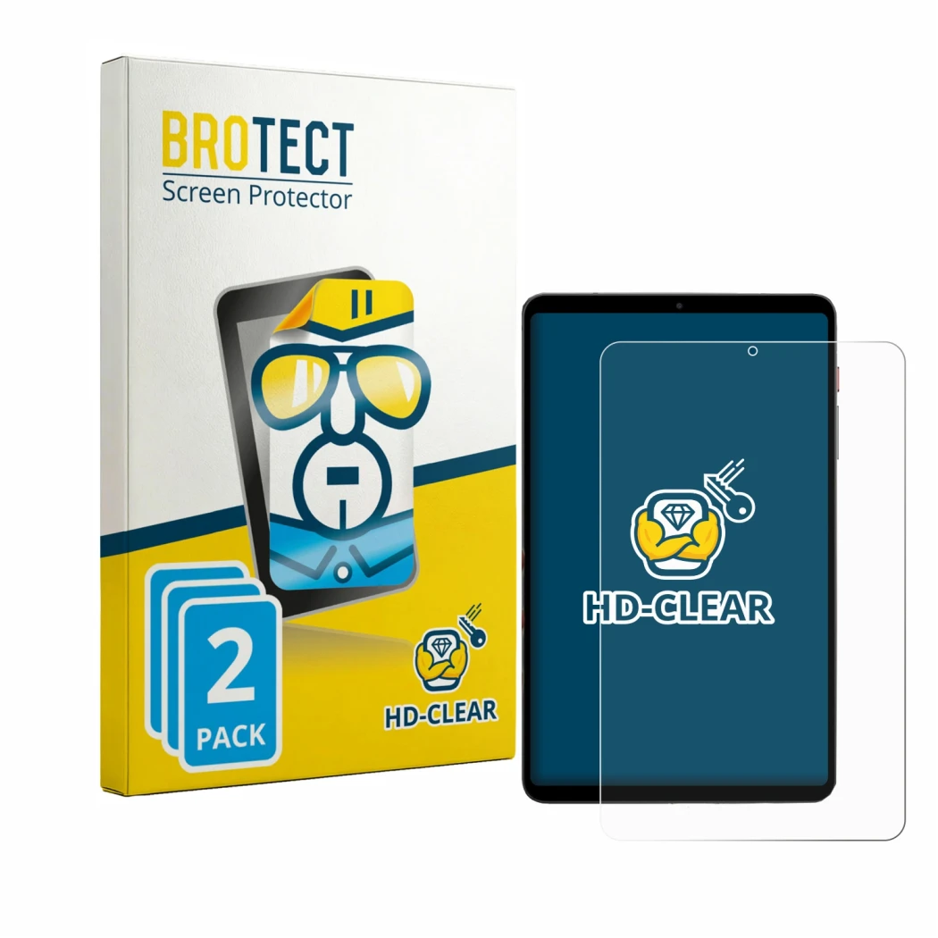 Face avant d’un emballage produit avec le logo de la marque BROTECT. À côté, l’appareil BNCF BPad T1 est représenté avec la pr