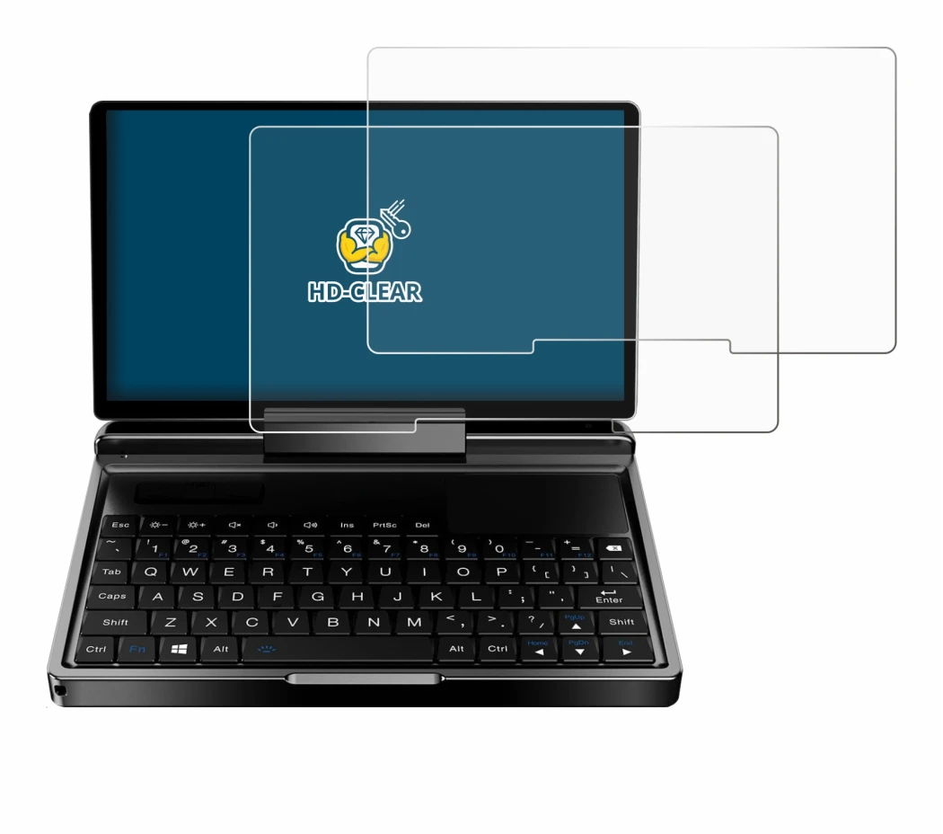 Image de l'appareil GPD MicroPC 2 avec une grande variété de protections d'écran.