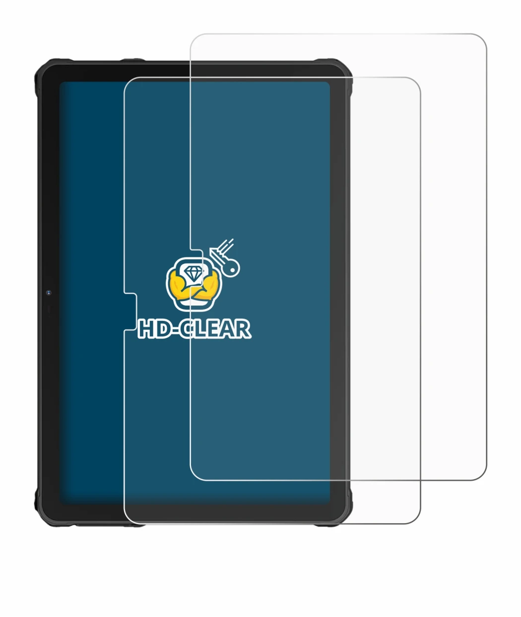 Image de l'appareil Oukitel RT10 avec une grande variété de protections d'écran.