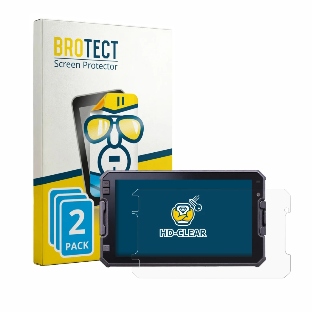Face avant d’un emballage produit avec le logo de la marque BROTECT. À côté, l’appareil DMD NOR7E 7