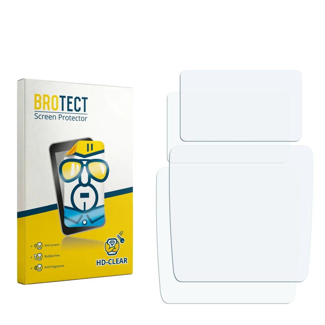 Face avant d’un emballage produit avec le logo de la marque BROTECT. À côté se trouve la protection d’écran correspondante.