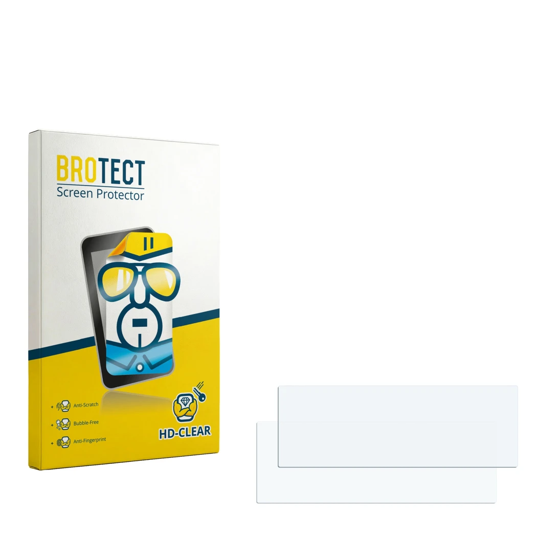 Face avant d’un emballage produit avec le logo de la marque BROTECT. À côté se trouve la protection d’écran correspondante.
