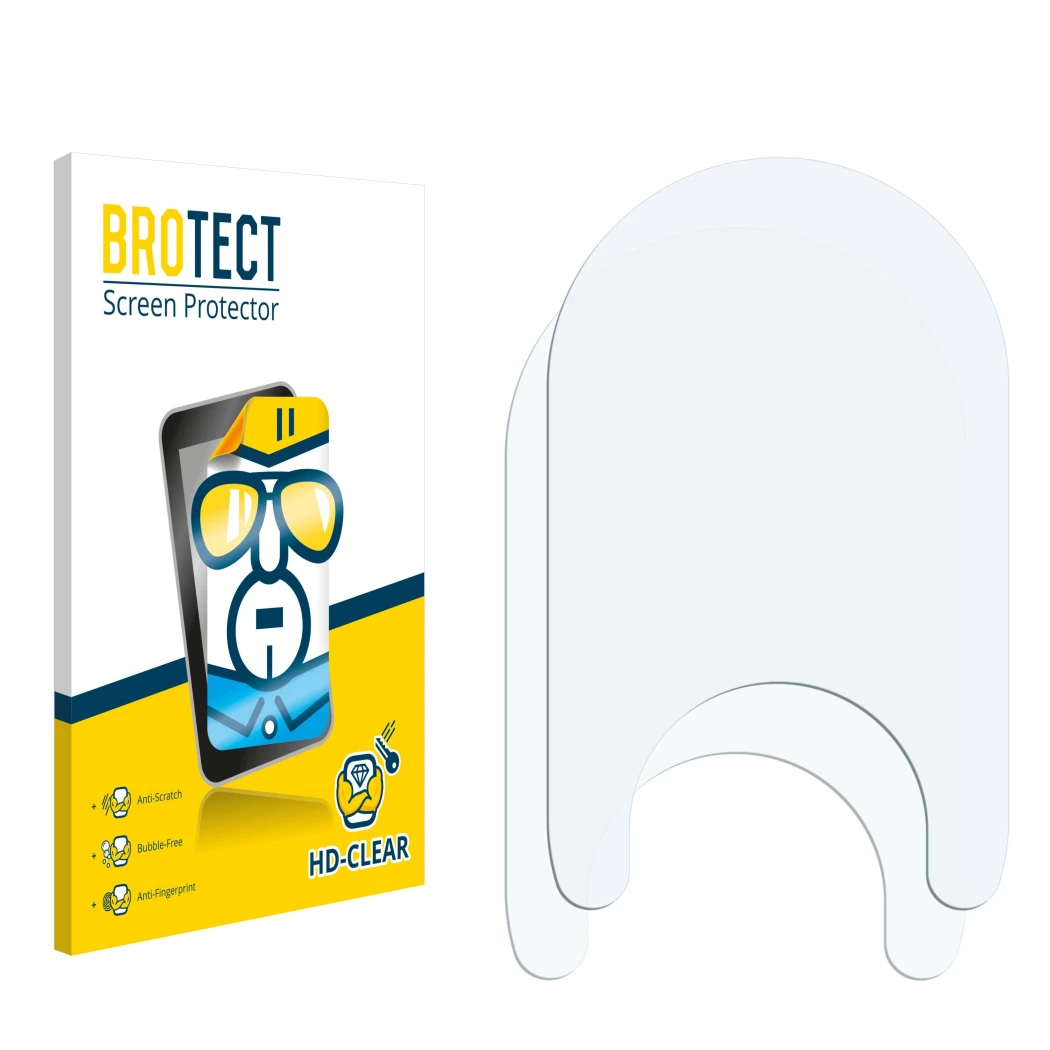 Face avant d’un emballage produit avec le logo de la marque BROTECT. À côté se trouve la protection d’écran correspondante.