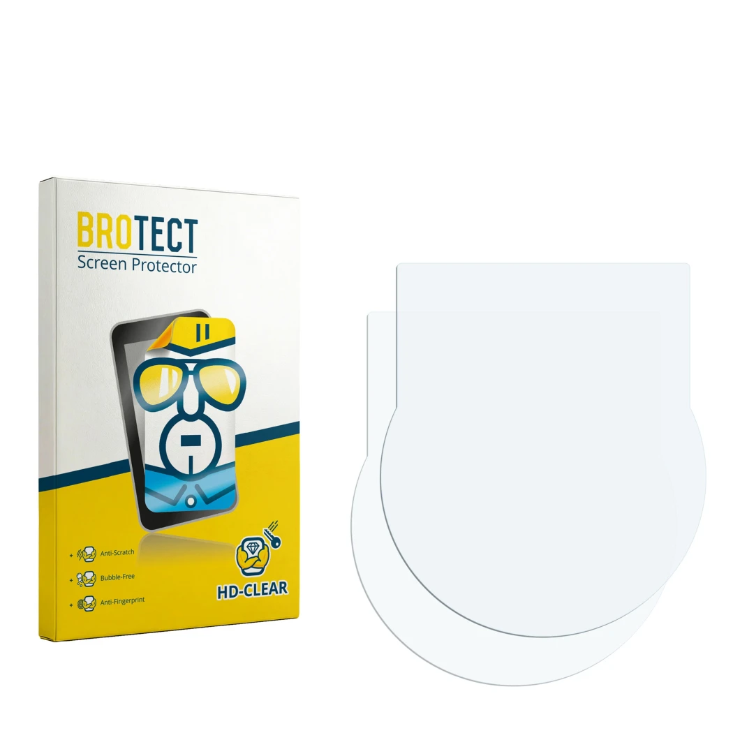 Face avant d’un emballage produit avec le logo de la marque BROTECT. À côté se trouve la protection d’écran correspondante.