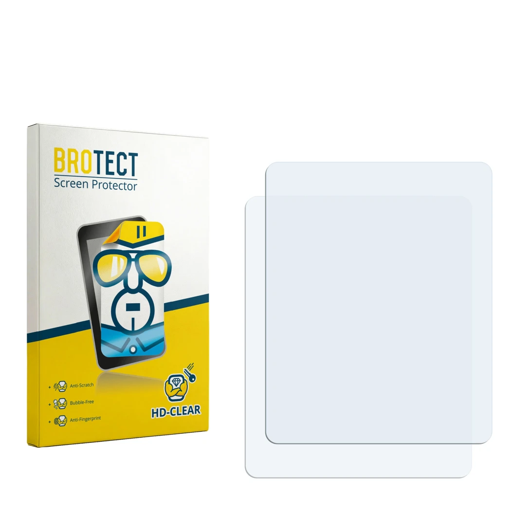 Face avant d’un emballage produit avec le logo de la marque BROTECT. À côté se trouve la protection d’écran correspondante.