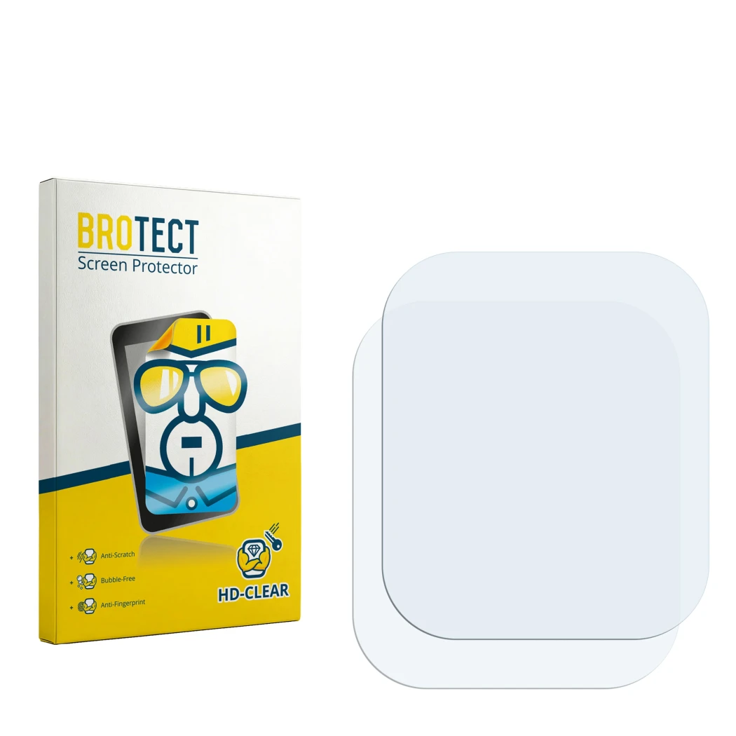 Face avant d’un emballage produit avec le logo de la marque BROTECT. À côté se trouve la protection d’écran correspondante.
