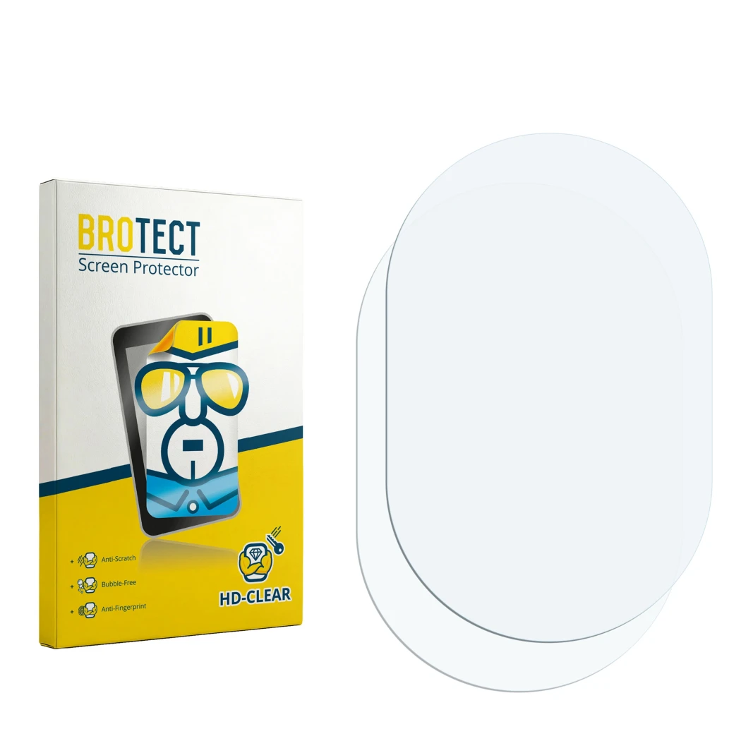 Face avant d’un emballage produit avec le logo de la marque BROTECT. À côté se trouve la protection d’écran correspondante.