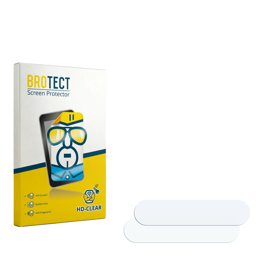 Face avant d’un emballage produit avec le logo de la marque BROTECT. À côté se trouve la protection d’écran correspondante.