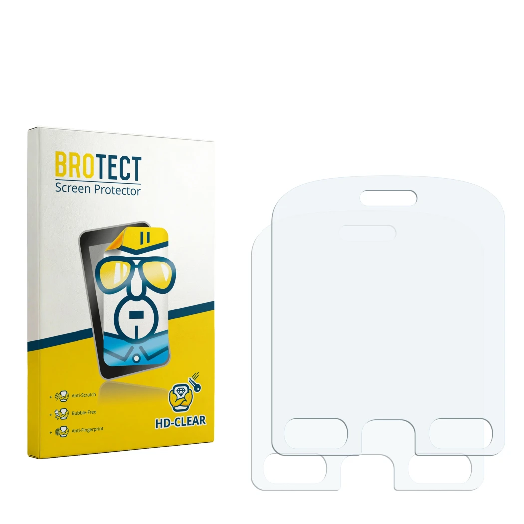 Face avant d’un emballage produit avec le logo de la marque BROTECT. À côté se trouve la protection d’écran correspondante.