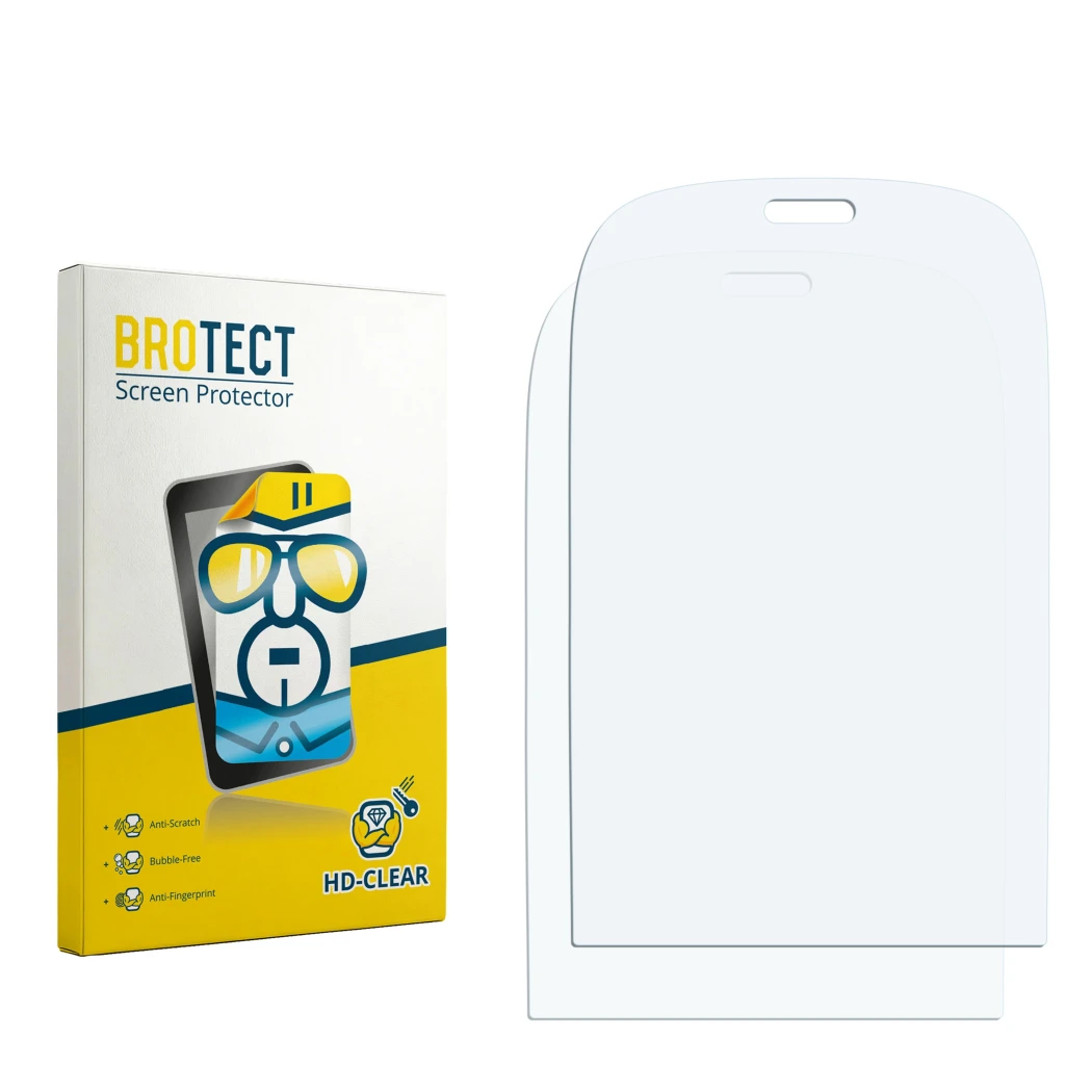 Face avant d’un emballage produit avec le logo de la marque BROTECT. À côté se trouve la protection d’écran correspondante.