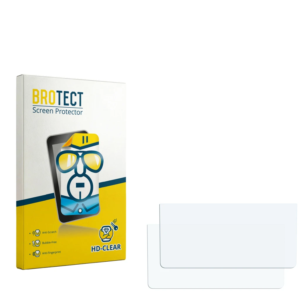Face avant d’un emballage produit avec le logo de la marque BROTECT. À côté se trouve la protection d’écran correspondante.