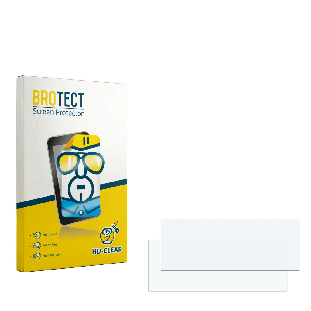 Face avant d’un emballage produit avec le logo de la marque BROTECT. À côté se trouve la protection d’écran correspondante.
