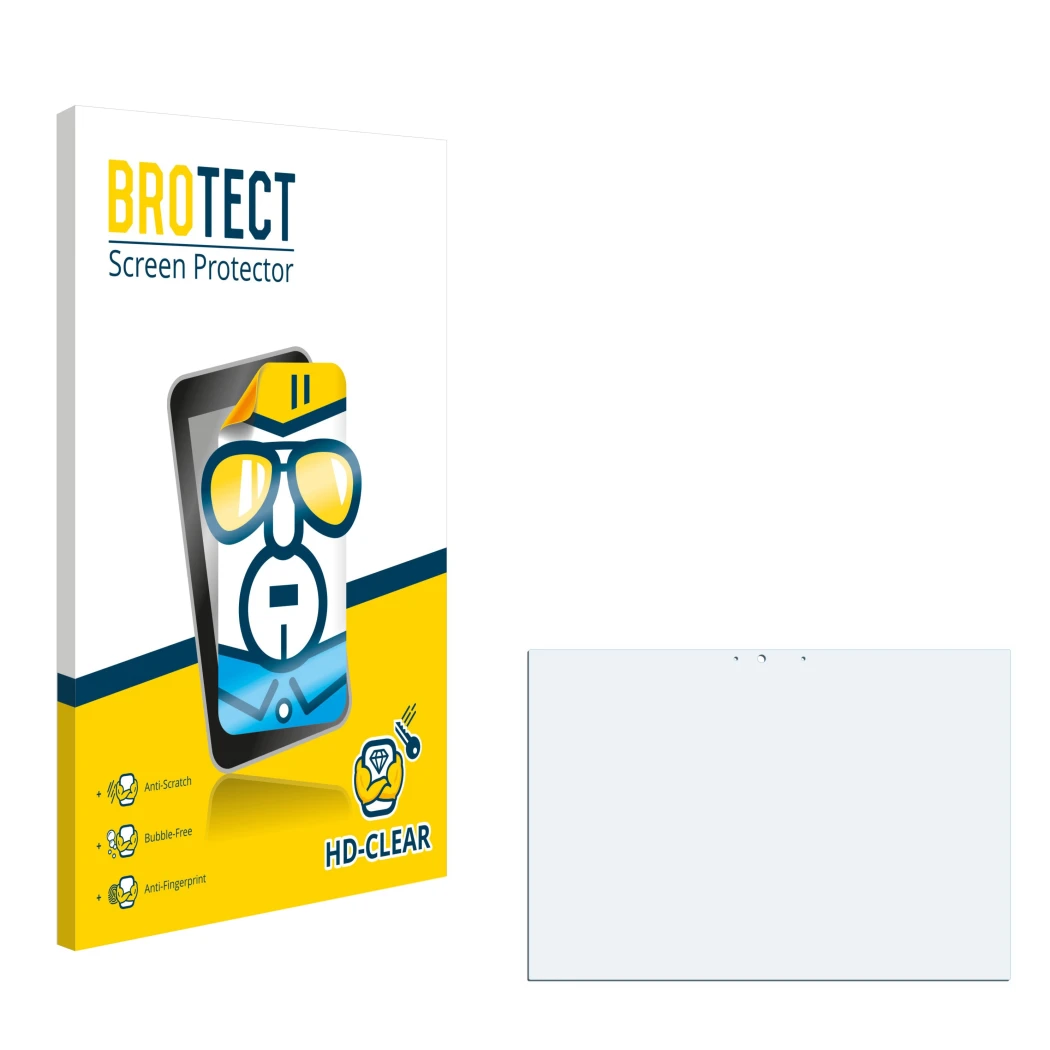 Face avant d’un emballage produit avec le logo de la marque BROTECT. À côté se trouve la protection d’écran correspondante.