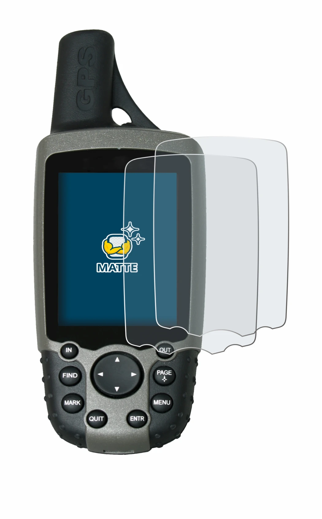 Image de l'appareil Garmin GPSMAP 60CSx avec une grande variété de protections d'écran.