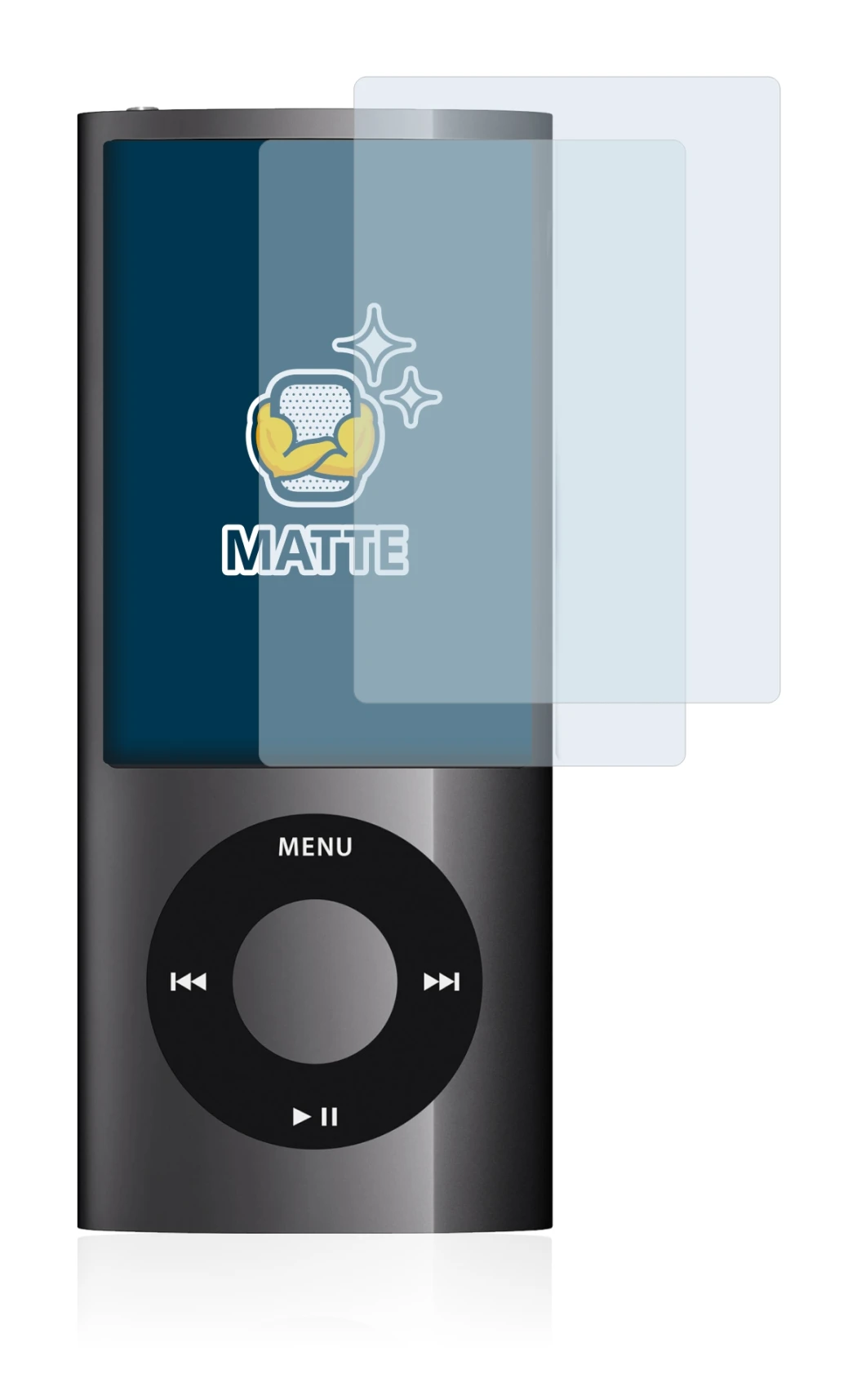 Image de l'appareil Apple iPod nano 2009 (5ème Gen.) avec une grande variété de protections d'écran.