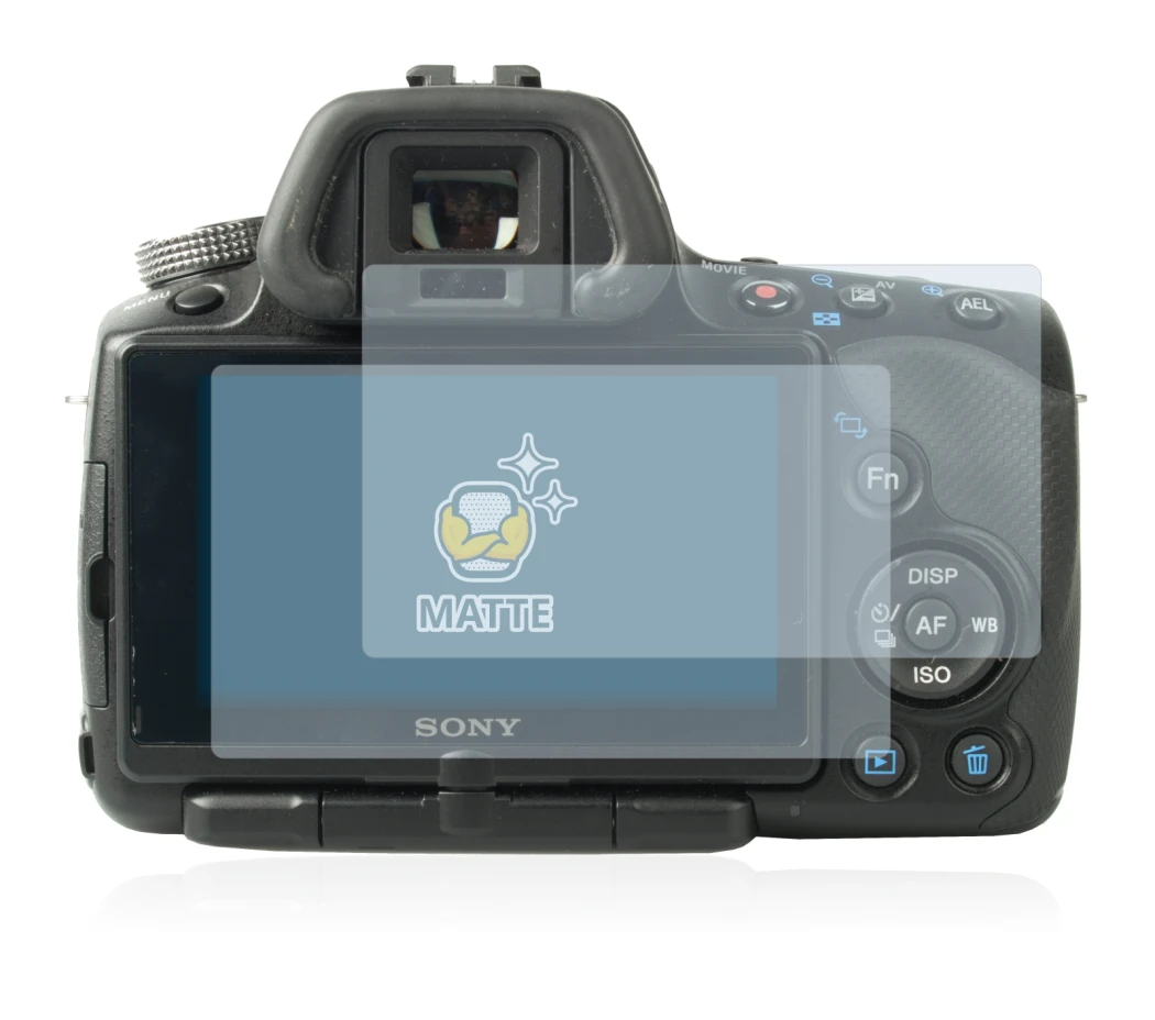 Image de l'appareil Sony Alpha 55 (SLT-A55V) avec une grande variété de protections d'écran.