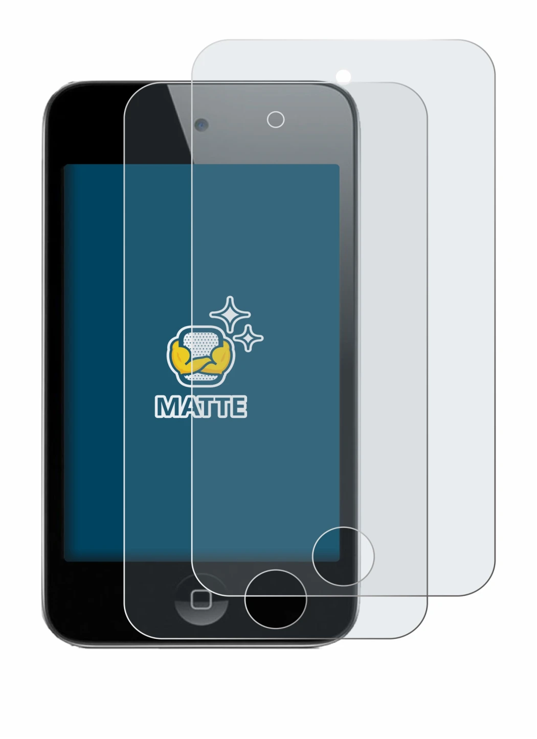 Image de l'appareil Apple iPod Touch (4ème Gen.) avec une grande variété de protections d'écran.