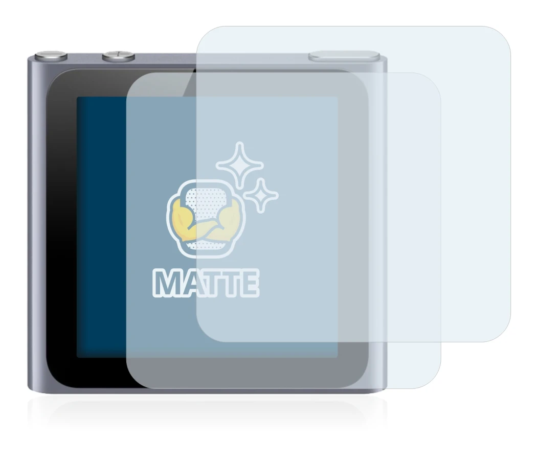 Image de l'appareil Apple iPod nano 2011 (6ème Gen.) avec une grande variété de protections d'écran.