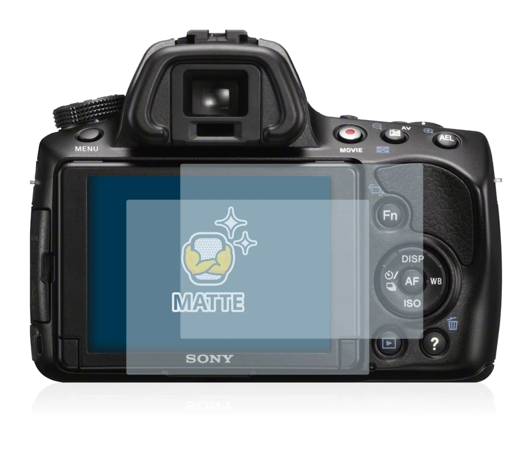 Image de l'appareil Sony Alpha 37 (SLT-A37) avec une grande variété de protections d'écran.