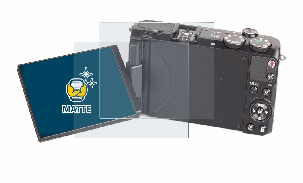 Image de l'appareil Samsung EX2F avec une grande variété de protections d'écran.