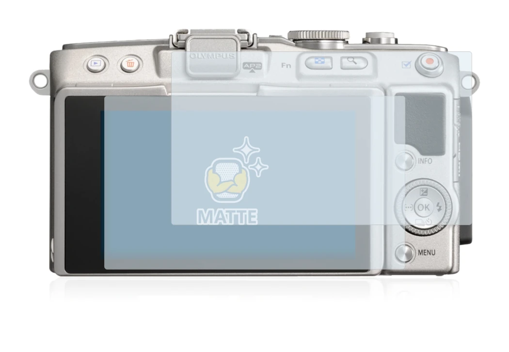 Image de l'appareil Olympus PEN Lite E-PL5 avec une grande variété de protections d'écran.