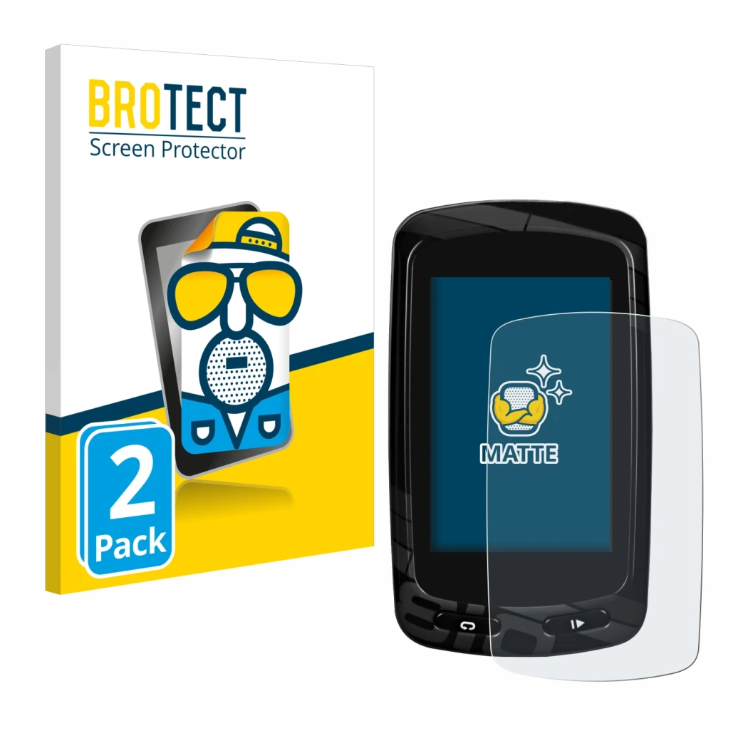 Face avant d’un emballage produit avec le logo de la marque BROTECT. À côté, l’appareil Garmin Edge 810 est représenté avec la