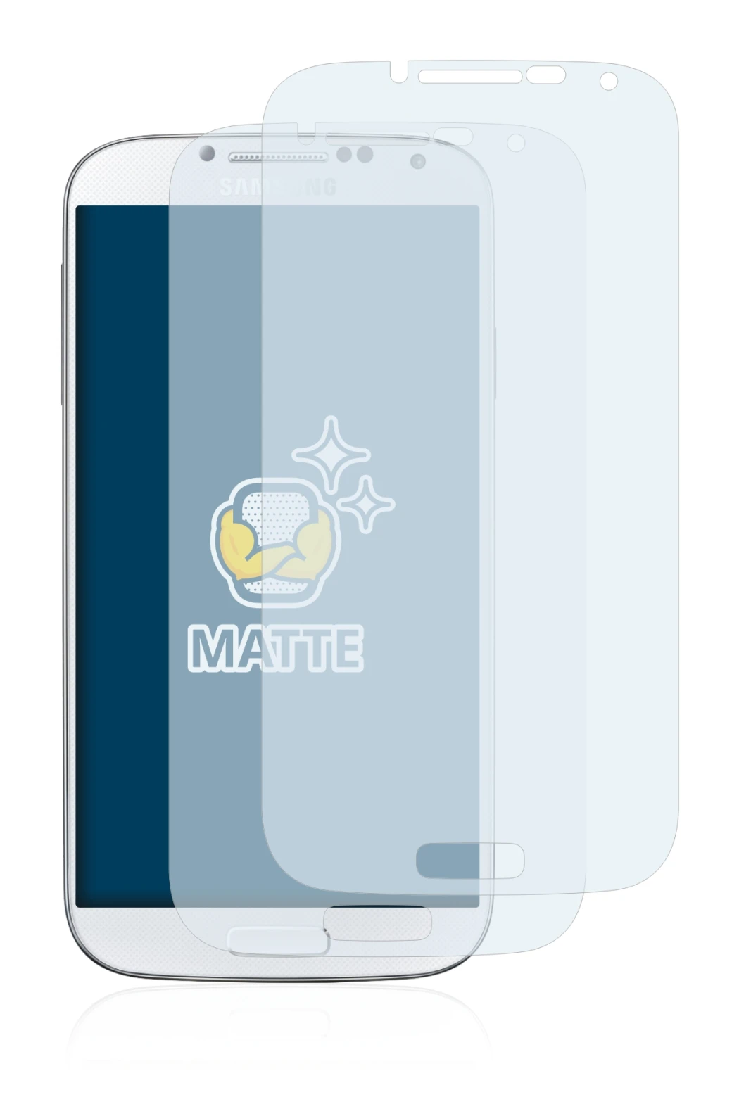 Image de l'appareil Samsung Galaxy S4 avec une grande variété de protections d'écran.