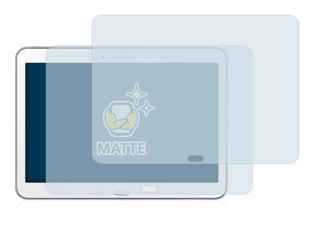 Image de l'appareil Samsung Galaxy Tab 4 10.1 SM-T530 avec une grande variété de protections d'écran.