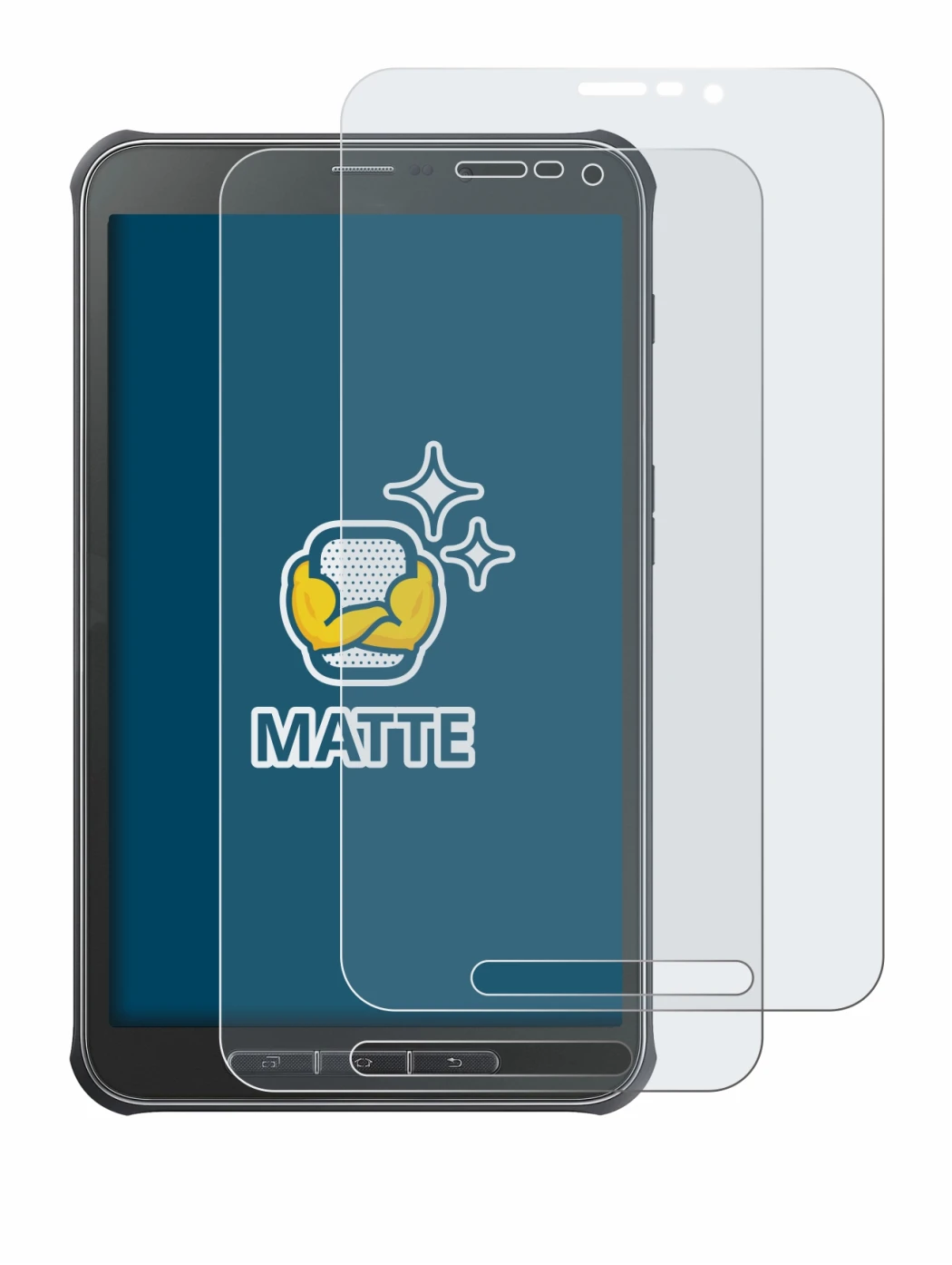 Image de l'appareil Samsung Galaxy Tab Active SM-T365 avec une grande variété de protections d'écran.