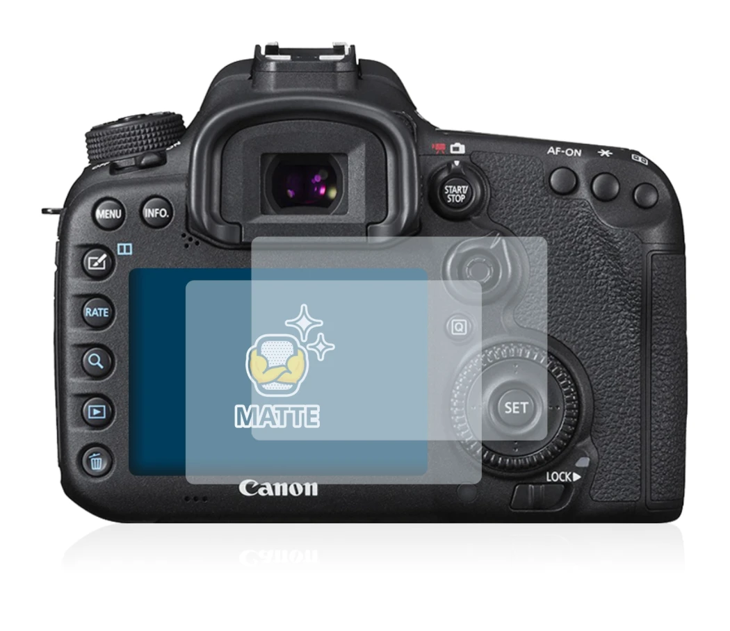 Image de l'appareil Canon EOS 7D Mark II avec une grande variété de protections d'écran.