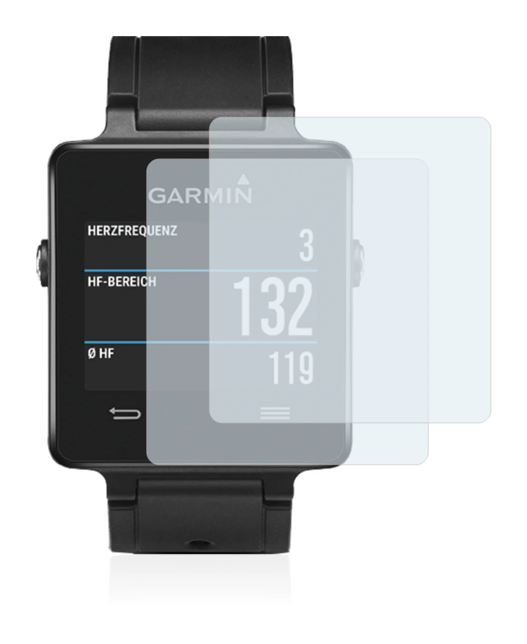 Image de l'appareil Garmin vivoactive avec une grande variété de protections d'écran.