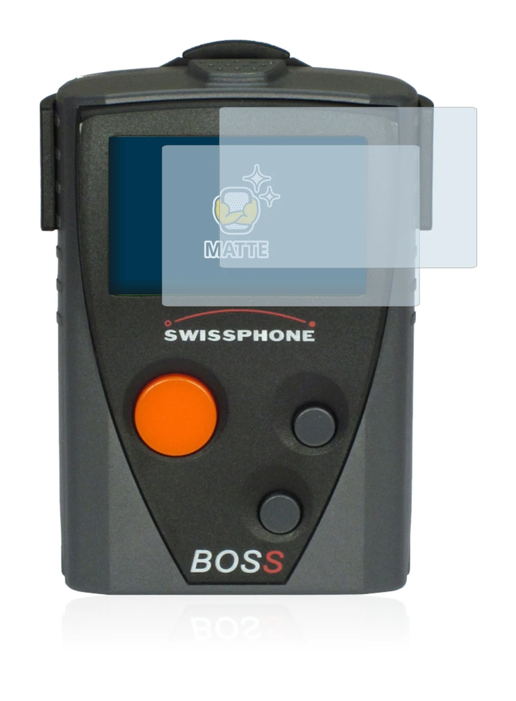 Image de l'appareil Swissphone Boss 910 avec une grande variété de protections d'écran.