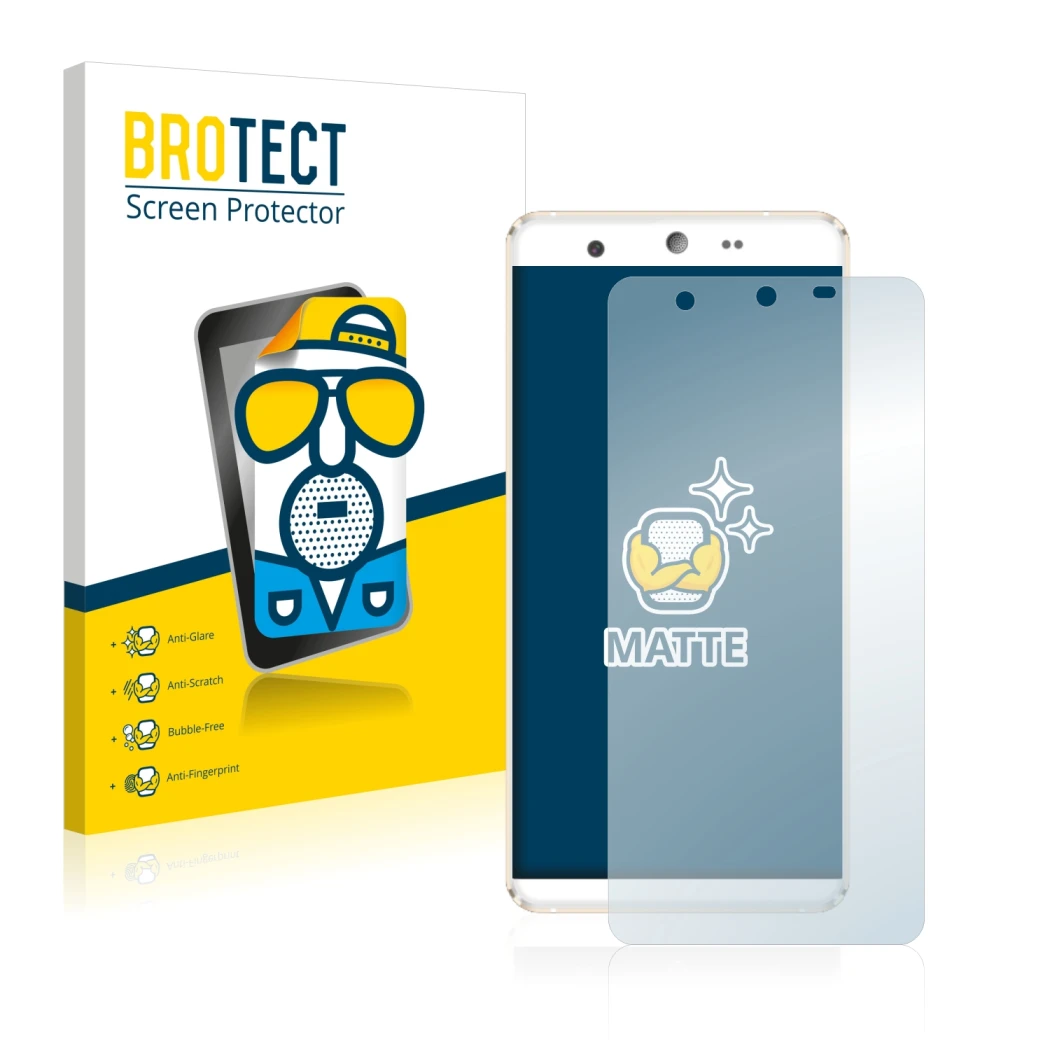Face avant d’un emballage produit avec le logo de la marque BROTECT. À côté, l’appareil Kingzone N5 est représenté avec la pro