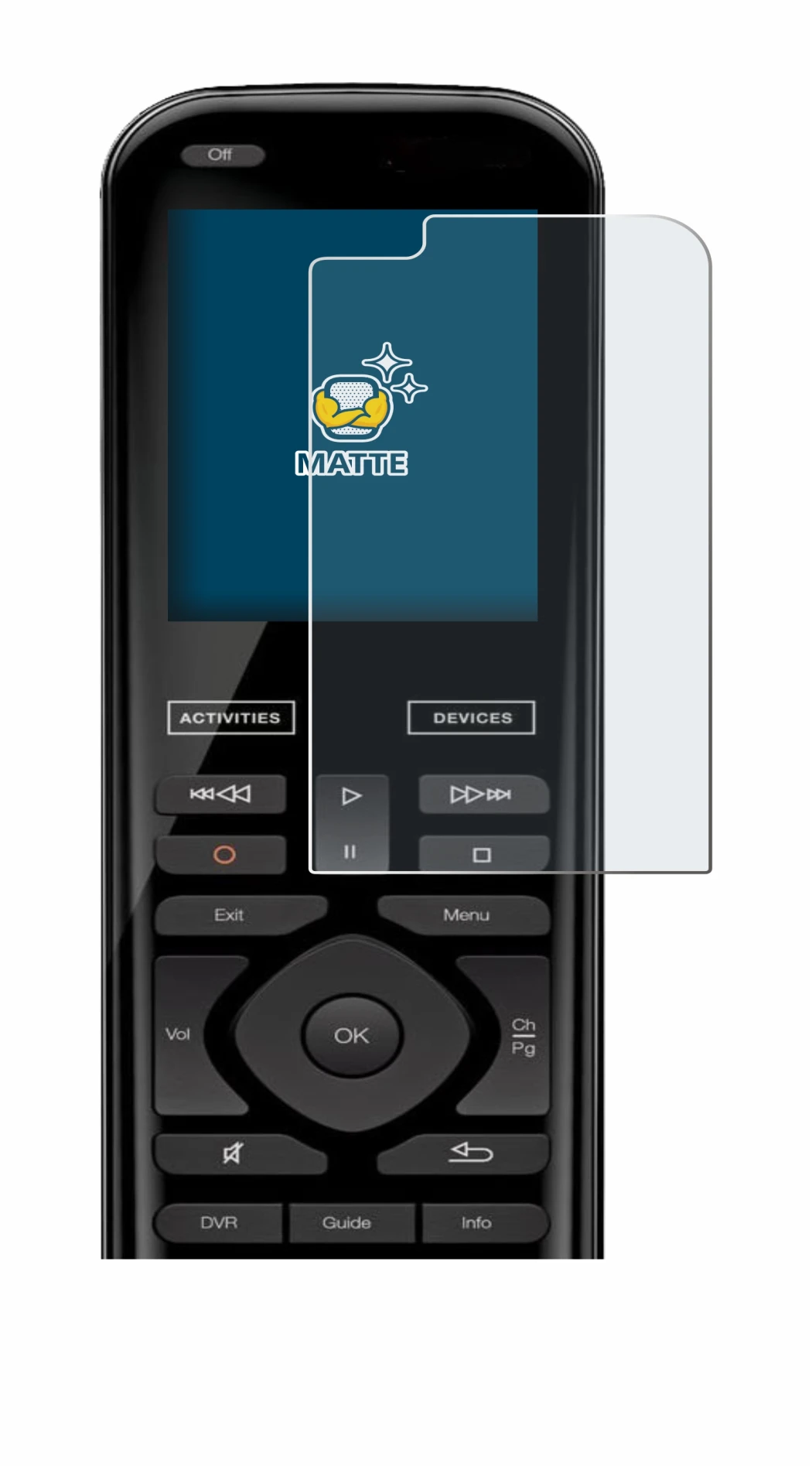 Image de l'appareil Logitech Harmony 950 avec une grande variété de protections d'écran.