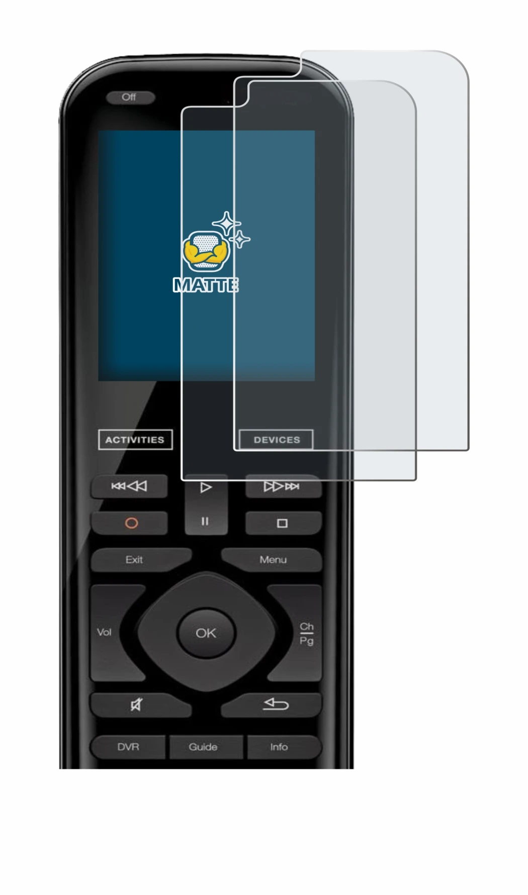 Image de l'appareil Logitech Harmony 950 avec une grande variété de protections d'écran.