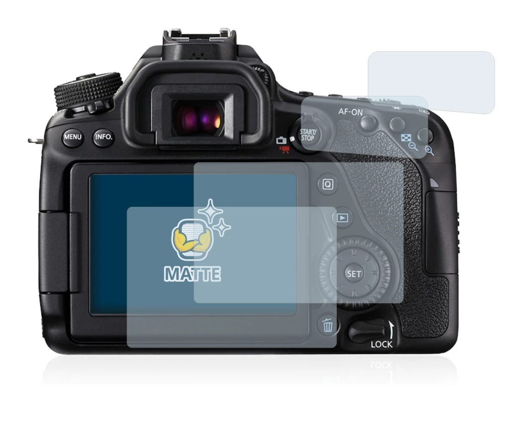 Image de l'appareil Canon EOS 80D avec une grande variété de protections d'écran.