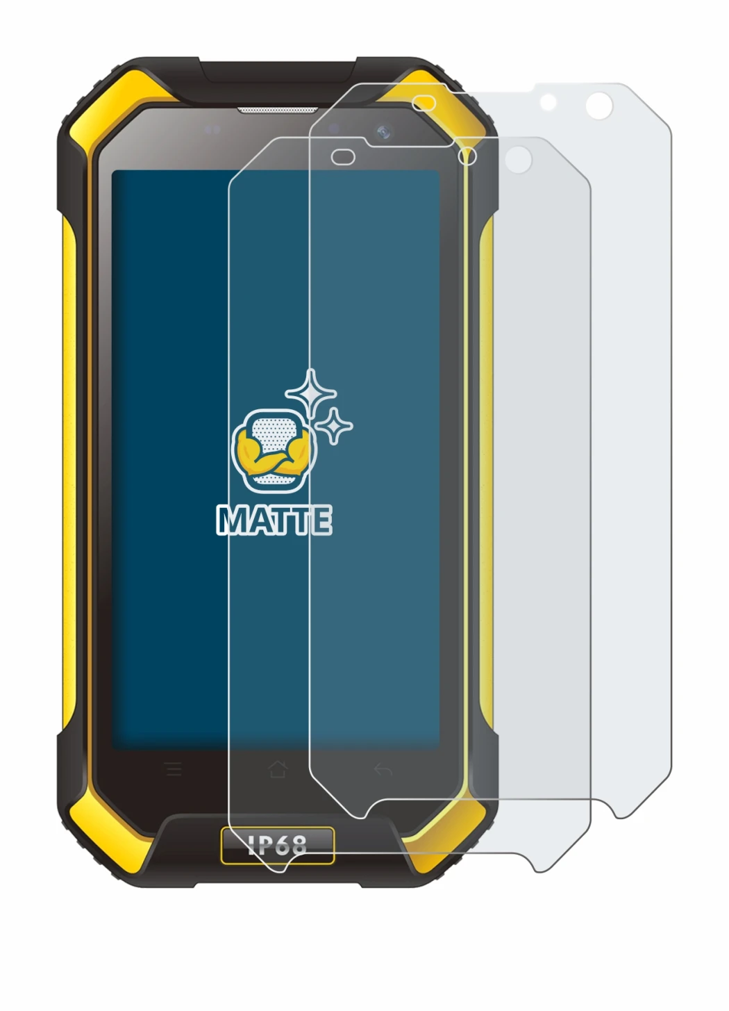 Image de l'appareil Blackview BV6000 avec une grande variété de protections d'écran.