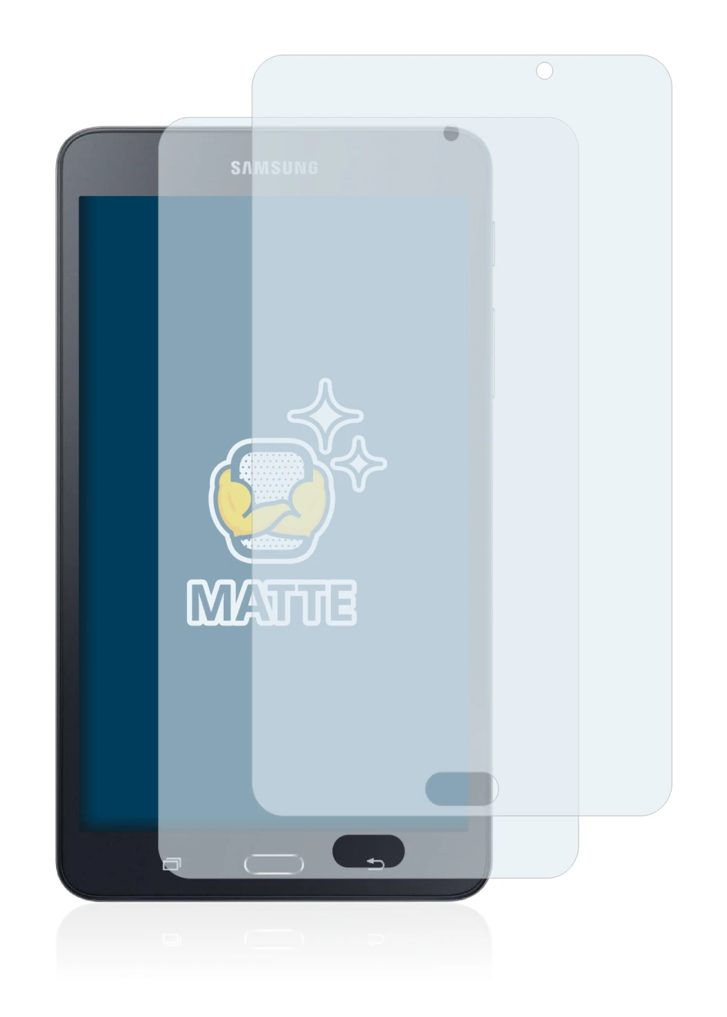 Image de l'appareil Samsung Galaxy J Max avec une grande variété de protections d'écran.