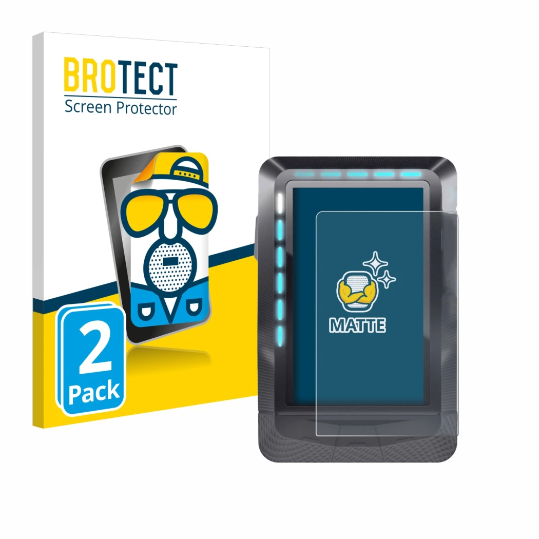 Face avant d’un emballage produit avec le logo de la marque BROTECT. À côté, l’appareil Wahoo Elemnt GPS est représenté avec l