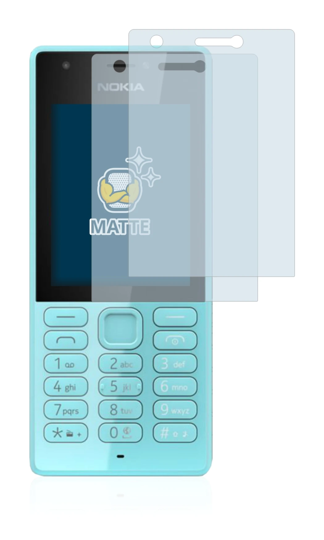 Image de l'appareil Nokia 216 avec une grande variété de protections d'écran.