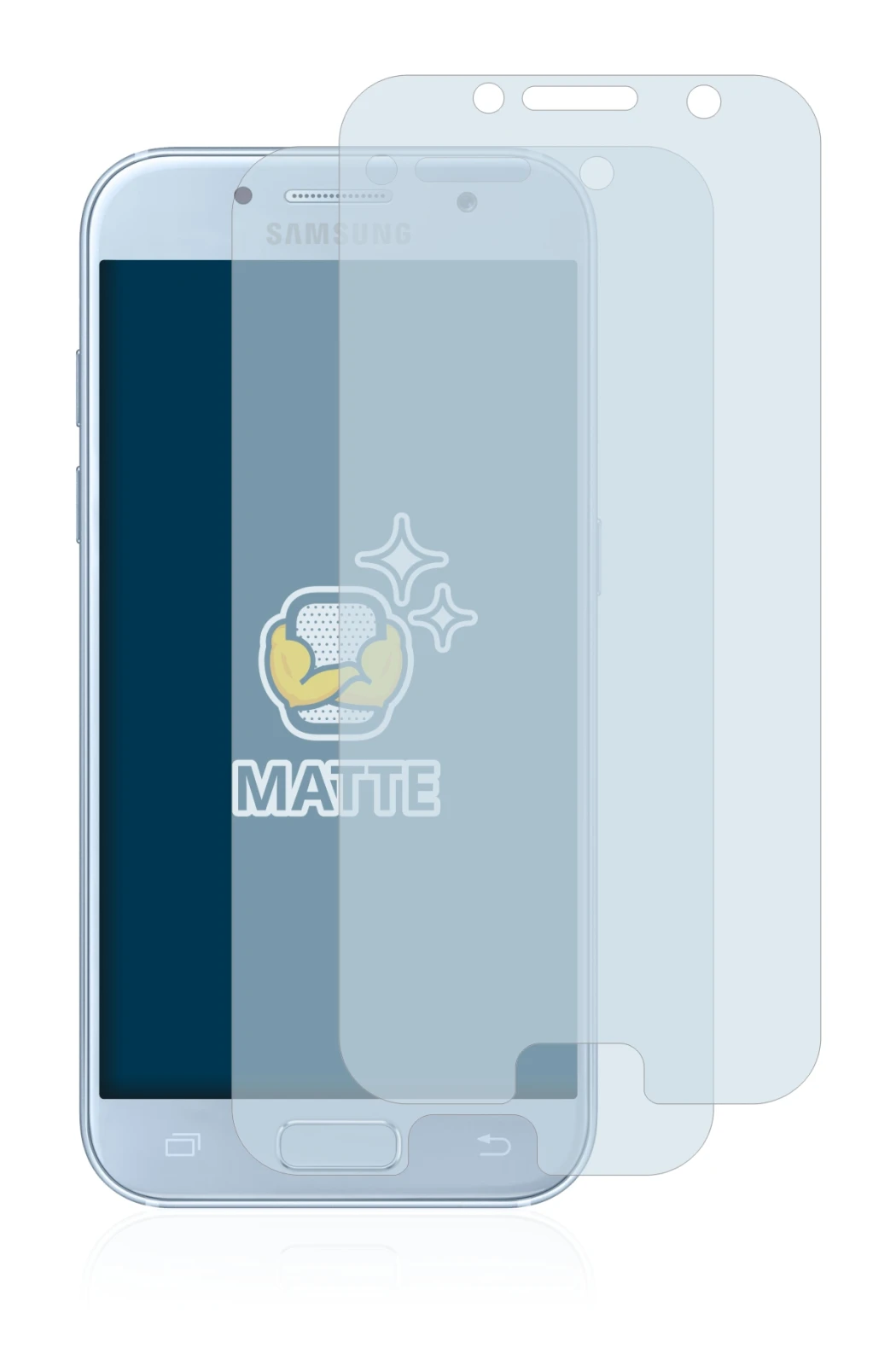 Image de l'appareil Samsung Galaxy A5 2017 avec une grande variété de protections d'écran.