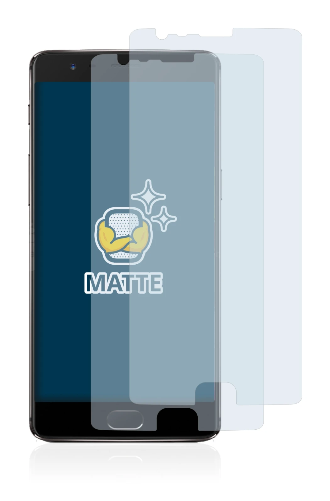 Image de l'appareil OnePlus 3T avec une grande variété de protections d'écran.