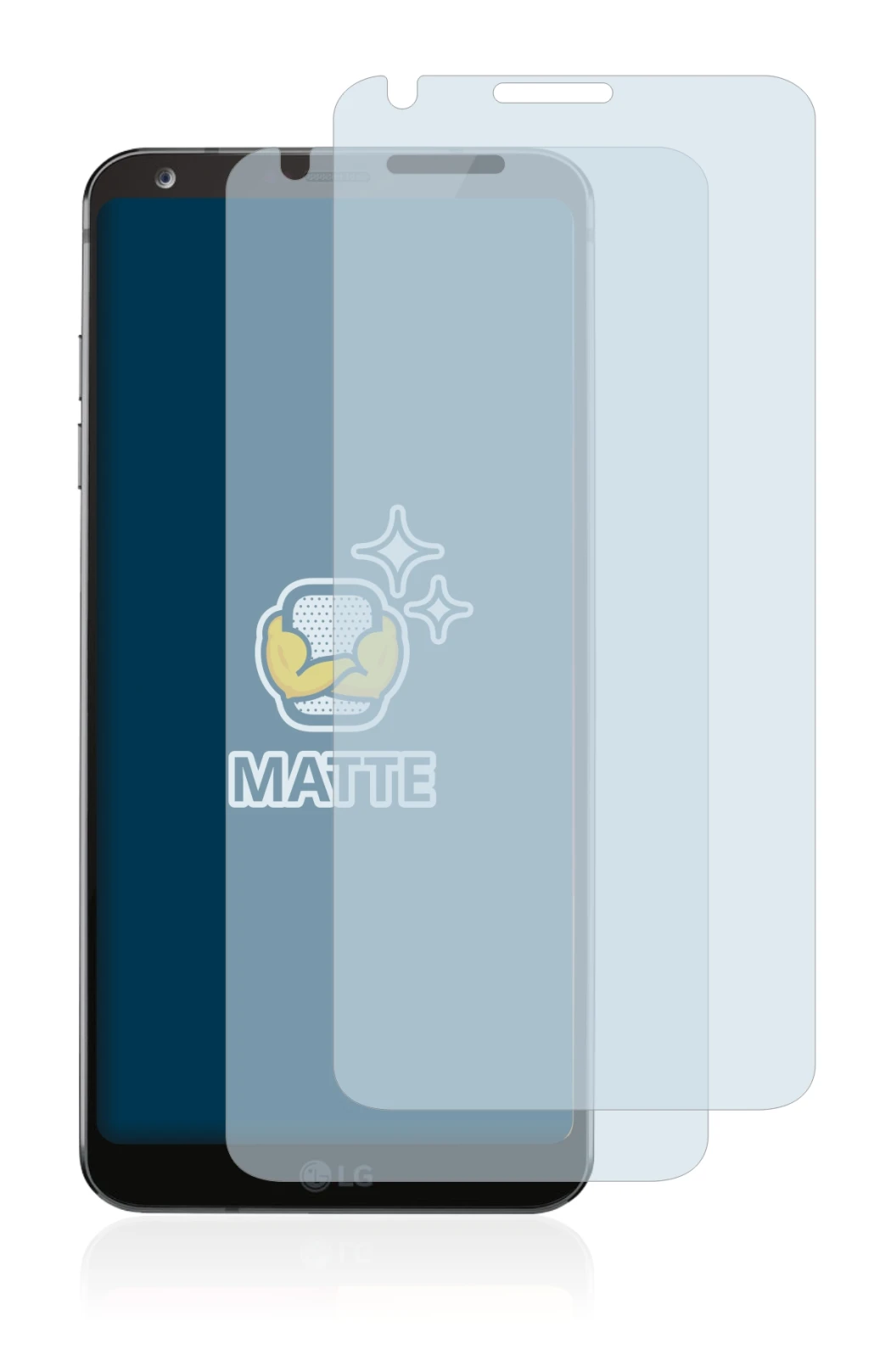 Image de l'appareil LG G6 avec une grande variété de protections d'écran.