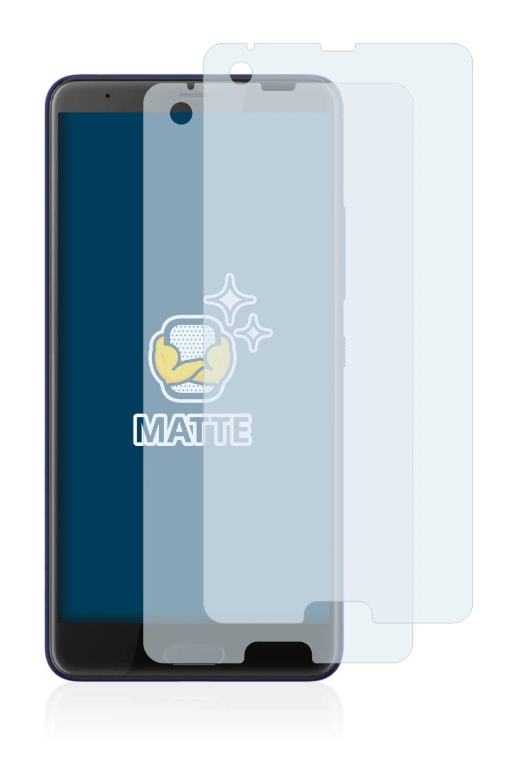 Image de l'appareil HTC U Ultra avec une grande variété de protections d'écran.