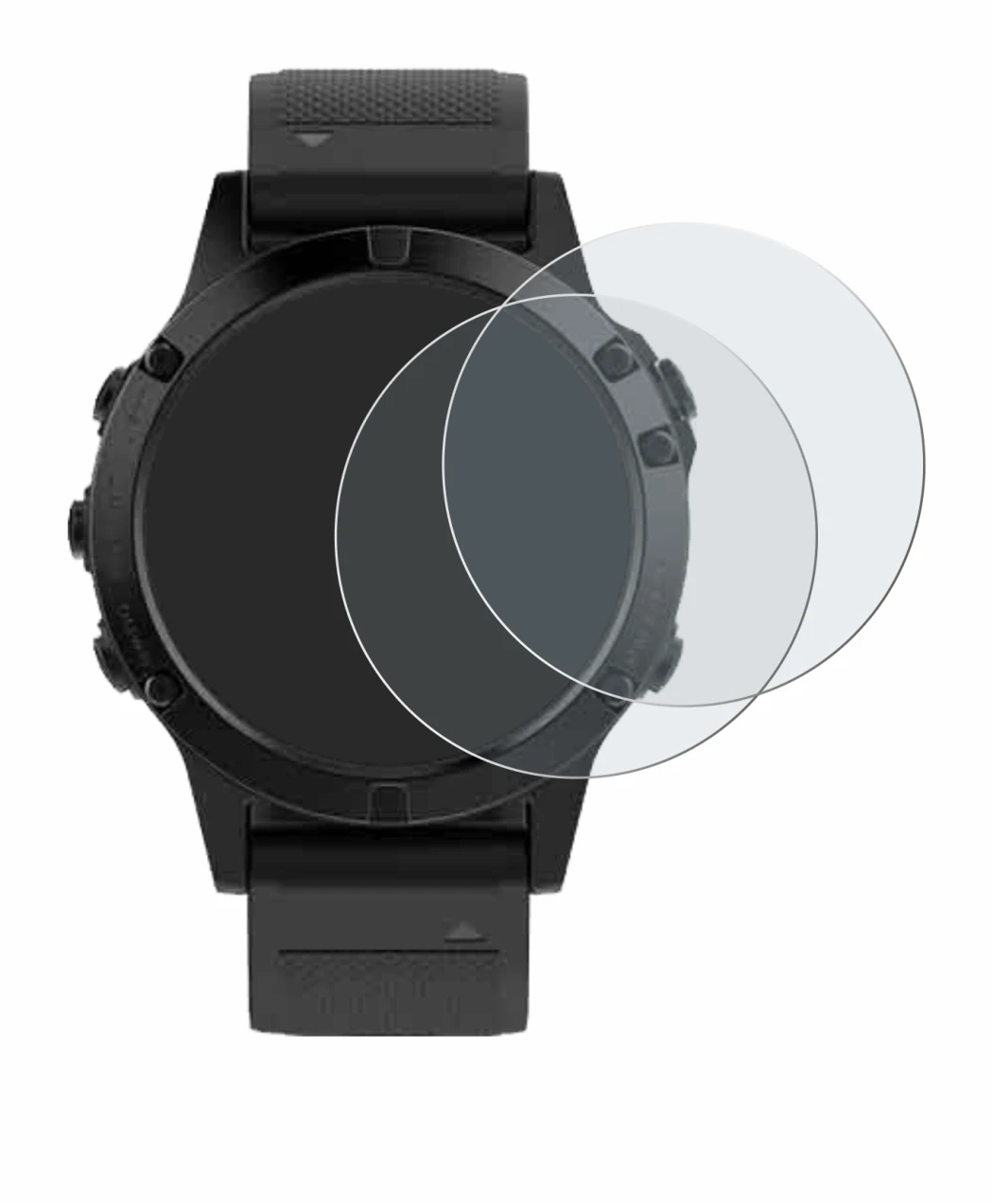 Image de l'appareil Garmin Fenix 5 (47 mm) avec une grande variété de protections d'écran.
