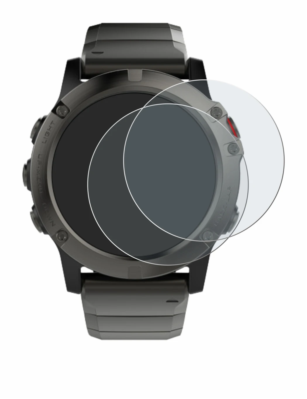 Image de l'appareil Garmin Fenix 5X (51 mm) avec une grande variété de protections d'écran.